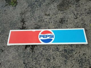 48” X 10” Vintage 70s Pepsi Cola Metal Store Sign Display Advertisement