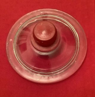 Vintage Tom’s Peanut Jar Glass Lid Only.  Red Embossed Knob Top 7 1/2”