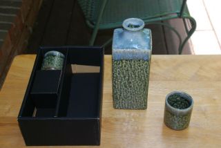 Word Market 3 Piece Sake Set/ Ceramic Blue Green Tableware