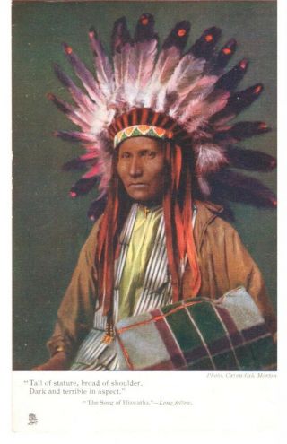 Postcard Native American Indian Chief Song Of Hiawatha Tucks Oilette C1907