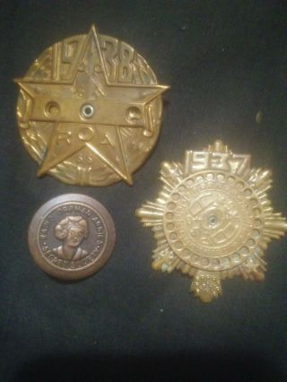 Vintage 1937 And 1938 Radio Orphan Annie Roa Secret Decoder Toy Badge Pins,  1 Ex