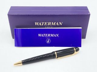 Waterman France Black & Gold - Tone Ballpoint Pen W/ Box & Paperwork 26