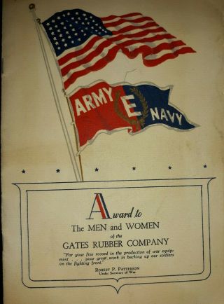 Vintage Gates Rubber Award Ceremony Program To The Men And Women Army Navy 1943