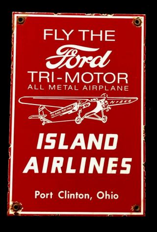 Vintage 1950’s Ford Tri Motor Airplane Porcelain Sign Car Truck Oil Gas Gasoline
