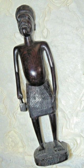 Wooden Ebony Hand Carved Man Figure Art Native African Tribal - - 10”