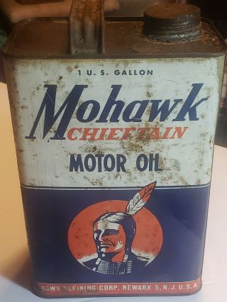 Mohawk Chieftain Motor Oil Can 1 Gallon Us Refining Corp Newark Nj Indian