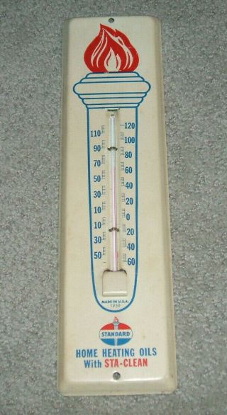 1959 Standard Oil Sta - Metal Advertising Thermometer 11 1/2 " Tall