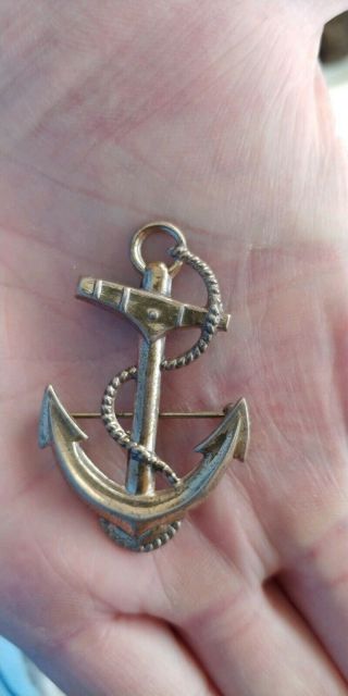 Wwii Us Navy / Usn Sterling Sweetheart Anchor Broach