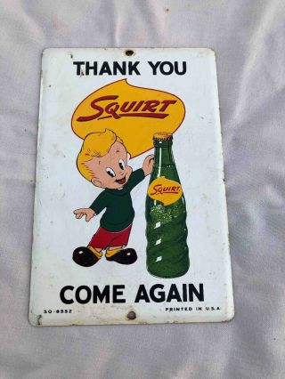 Old Squirt Soda Thank You Come Again Exit Painted Tin Soda Door Push Plate