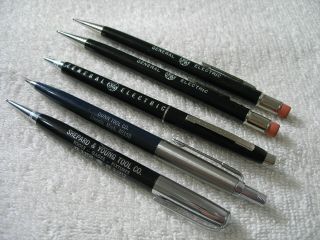 5x Vintage Mechanical Pencil Advertising General Electric,  Dunn Tool Co.  Usa