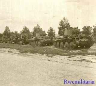 Awesome German Pzkw.  38 (t) Panzer Tank Kompanie Lined Up On Roadway