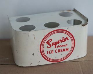 Vintage Superior Ice Cream Cone Holder Sign Soda Fountain Dairy