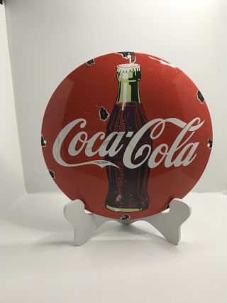 Vintage Porcelain Coca - Cola Gas And Oil Sign