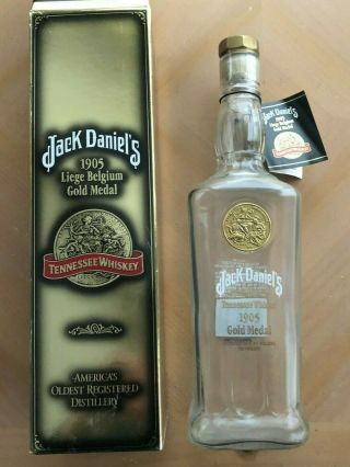 Jack Daniels Whiskey Bottle Box 1905 Gold Medal Commemorative Liege Belgium Bar