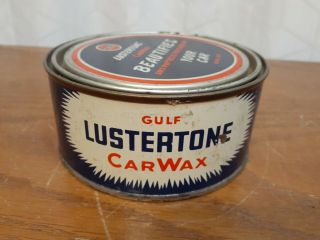 Vintage Gulf Lustertone Car Wax Advertising Tin Can