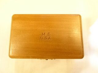 WWII US Army Medical Wooden Syringe Box M.  D.  USA Brass Latch Hinge Dovetail NOS 3