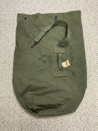 Us Military Wwii Ww2 Army Duffle Bag Od Green Canvas