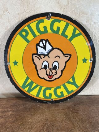 Vintage Style  Piggly Wiggly  Porcelain Dealer Advertising Sign 12 Inch