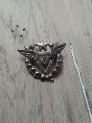 Rare Wwii Us Army Air Corps Wings On " V " For Victory Brooch Pin Sterling
