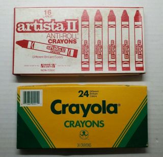 Vintage Artista II Anti - Roll Crayons & Crayola Set Of 2 2