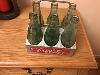Vintage Coca Cola Coke Six Pack Aluminum Carrier Carton Display With 6 Bottles