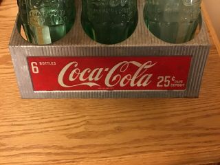 Vintage Coca Cola Coke Six Pack Aluminum Carrier Carton Display With 6 Bottles 2