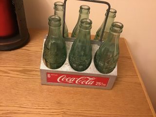 Vintage Coca Cola Coke Six Pack Aluminum Carrier Carton Display With 6 Bottles 3