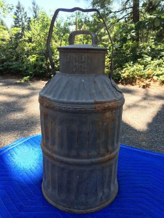 Vintage Union Oil Can 5 Gallon Embossed Classic Rusty Gold Gas Station