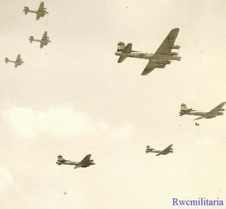 Org.  Photo: Aerial View 96th Bomb Group B - 17 Bombers Head To Target In Formation