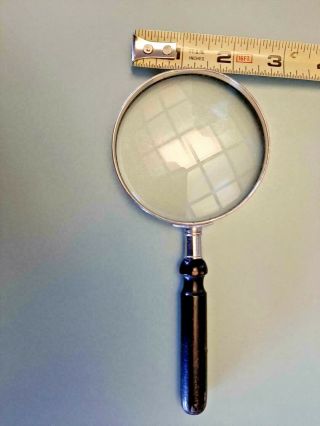Vintage Handheld Magnifying Glass 3 " By 7 " Made In France With Wooden Handle