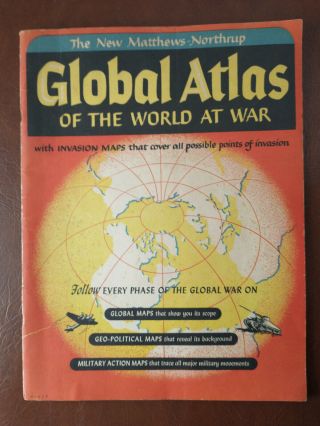 Matthews Northrup Global Atlas Of The World At War,  1943,  World War Ii,  Vg