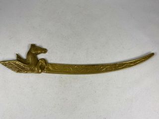 Vintage Brass Figural Pegasus Metal Letter Opener,  9.  5 " Long - Made In India