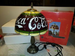 Coca - Cola Tiffany Stained Glass Style Accent Table Top Lamp Coke