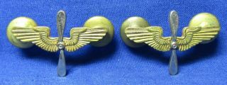 Pre - Wwii Gold Plated Army Air Corps Officer Wings Insignia Set - Acid Test