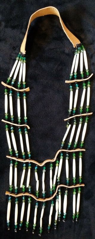 Handmade Native American Breast Chest Plate Made With Beads,  Bone,  And Leather