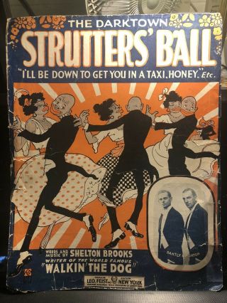 Vintage 1917 Black Americana ‘darktown Strutters Ball’ Shelton Sheet Music