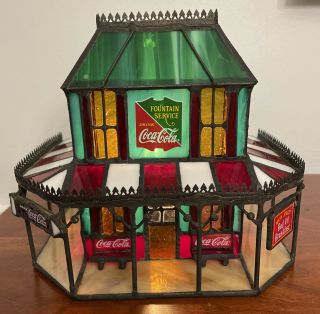 The Coca Cola Stained Glass Victorian Hotel Franklin 1997 Lighted House
