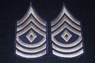 Ww2 Us Army 1st First Sergeant Rank Insignia Patch Pair War - Time Issue