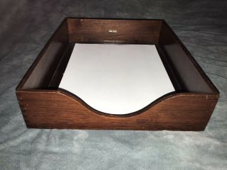 Vtg Mcm Usa Globe - Wernicke No 2 Wood Desk Tray Wooden Letter Paper Sorter Dark