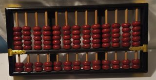 Wood Chinese Abacus Lotus Flower Brand 91 Beads 13 Rods Vgc