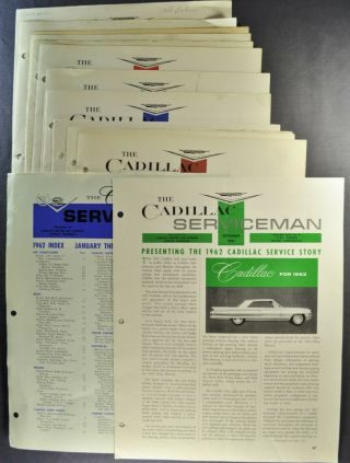 1962 Cadillac Serviceman 11 Bulletins,  Index 60 Special Eldorado 62 75 Deville