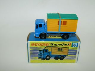 Matchbox Superfast No 60 Site Hut Truck " Light Blue " Mib
