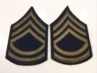 Wwii U.  S.  Army Technical Sergeant Chevrons Rayon On Cotton Insignia Var