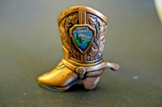 8ma29 Souvenir Of Idaho Metal And Enamel Cowboy Boot Miniature