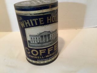 Vintage White House Coffee Tin With Lid & Paper Label.  Boston,  2,  Early 1900s.