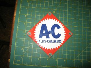 Vintage Small Porcelain Sign A - C Allis Chalmers Freight Crate Tag