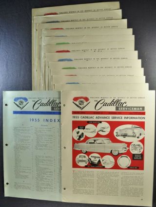 1955 Cadillac Serviceman 13 Bulletins,  Index 60 Special Eldorado 62 75 Deville