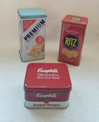 Vintage Tins 1969 Nabisco Premium Saltine Crackers 1987 Ritz Cracker Campbell 