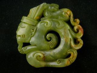 Exquisite Chinese Jade Hand Carved Legendary Tiger On Figure Netsuke I097