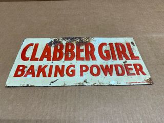 1950s Clabber Girl Metal Sign Store Advertising Bake Shop Decor
